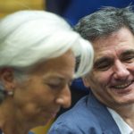 La directrice générale du FMI, Christine Lagarde, avec le ministre grec des Finances Euclid Tsakalotos. D. R.